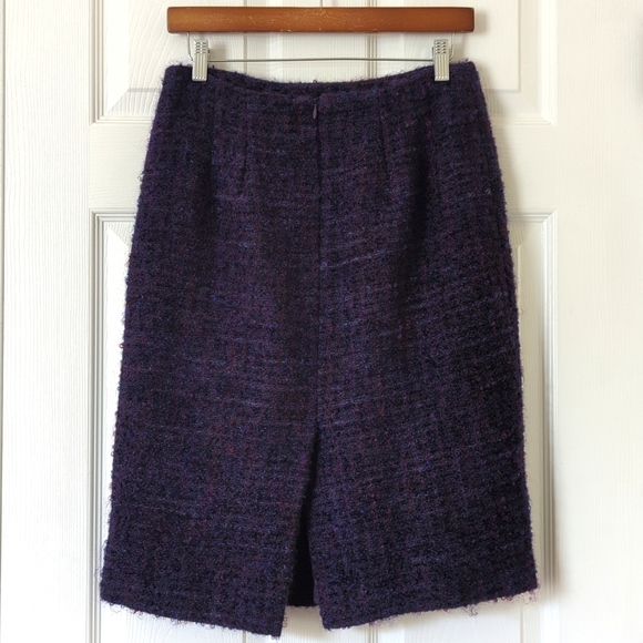 Talbots 90's Vintage Preppy Wool & Mohair Tweed Straight Cut Mini Skirt Purple 8 - Picture 8 of 13